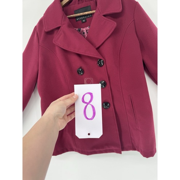 Attention Hot Pink / Dark Mauve Wool Button Up Coat Winter Plus 1x Overcoat Warm - Picture 6 of 8